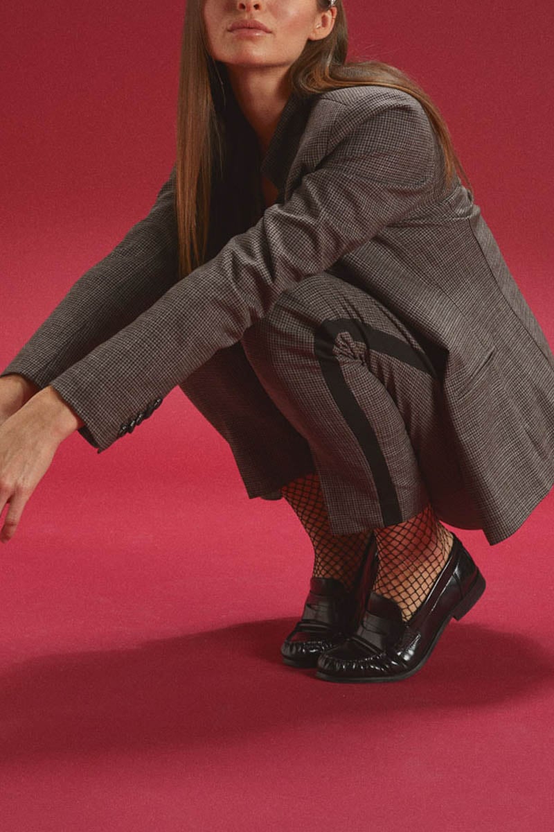 Pantalon April marron à carreaux