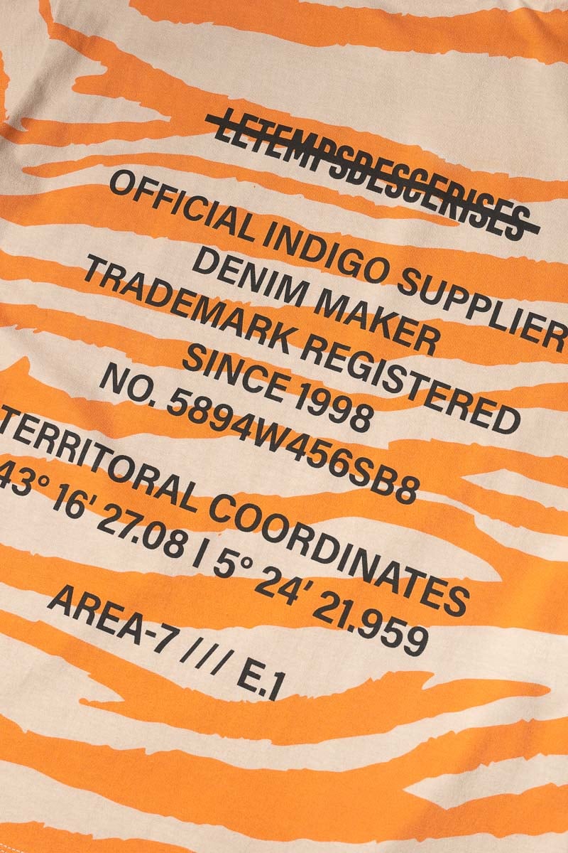 T-shirt Zabrabo zébré beige et orange imprimé