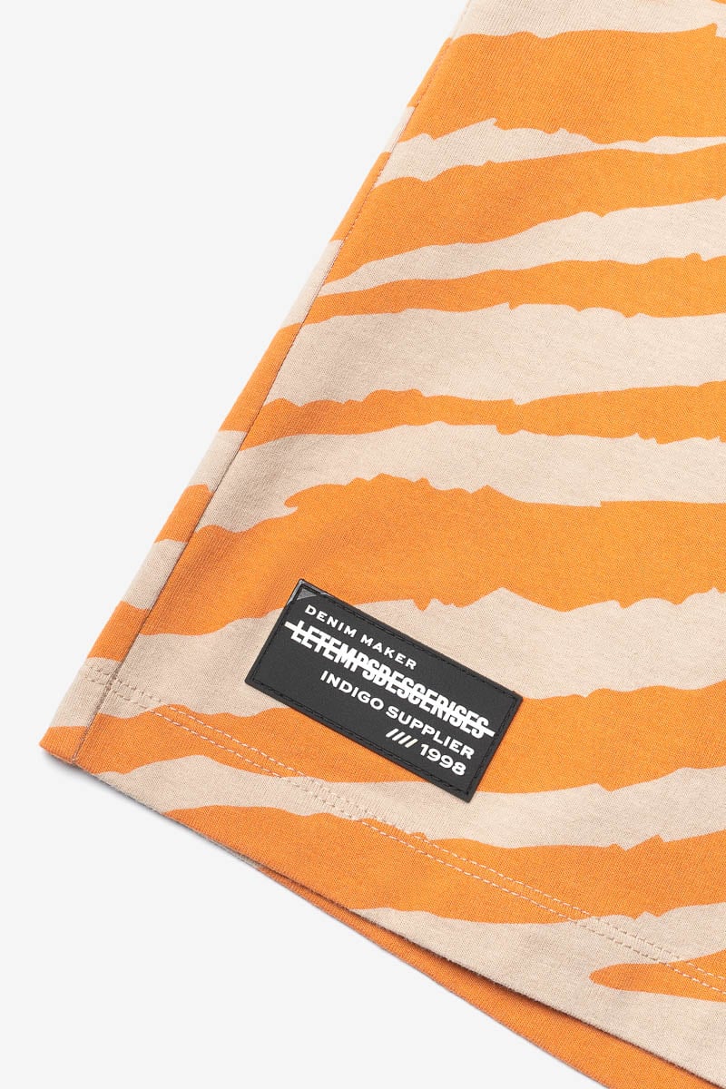 T-shirt Zabrabo zébré beige et orange imprimé