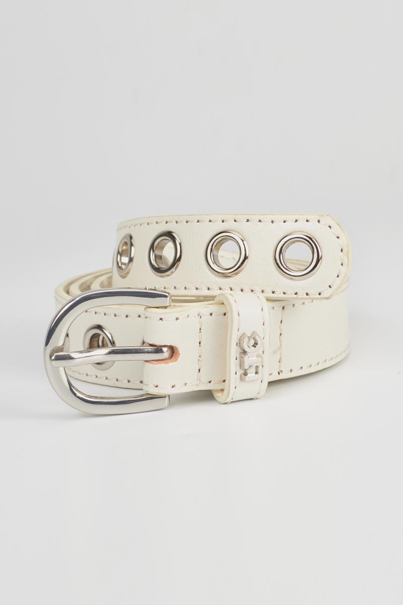 Ceinture Taouna en cuir blanc