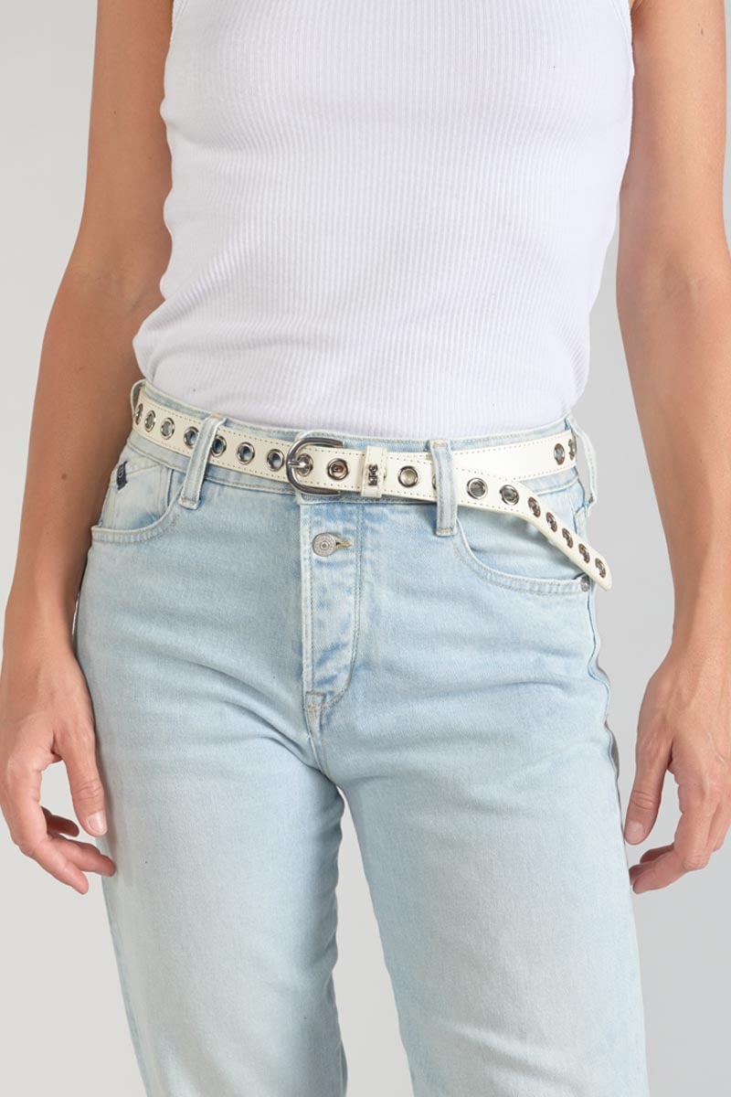 Ceinture Taouna en cuir blanc