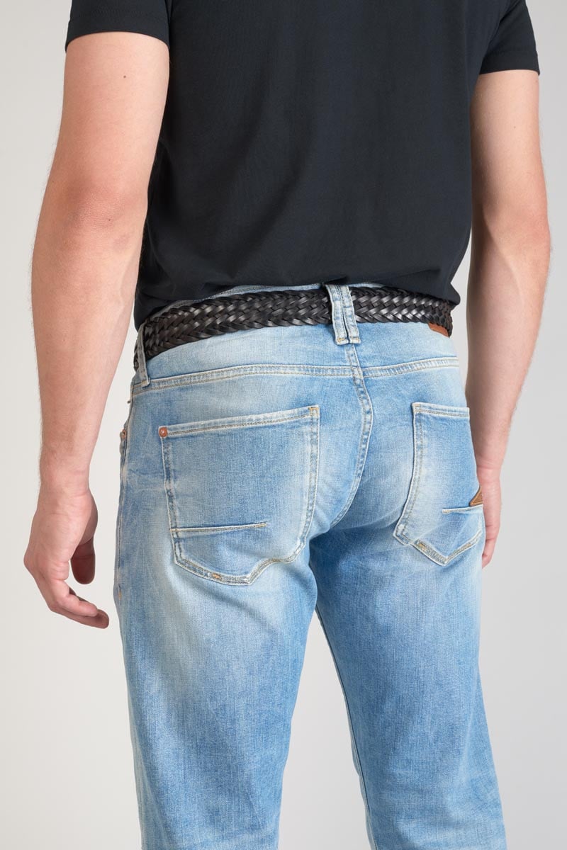 Ceinture Brazol en cuir noir tressé