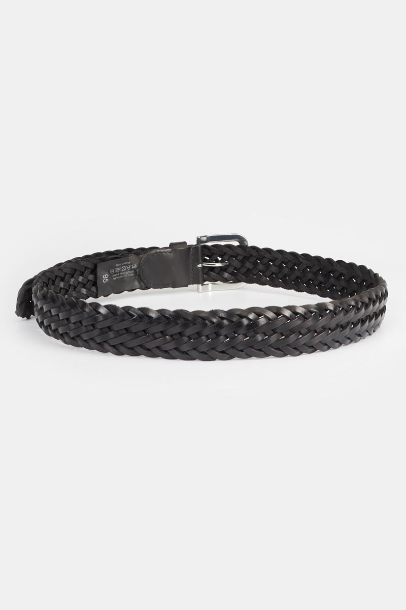 Ceinture Brazol en cuir noir tressé