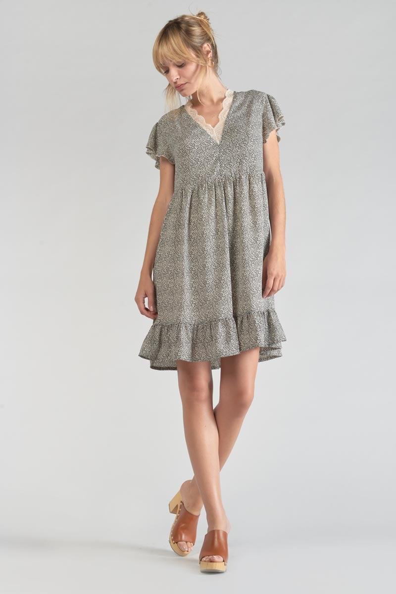 Robe Aliette à motif beige et noir