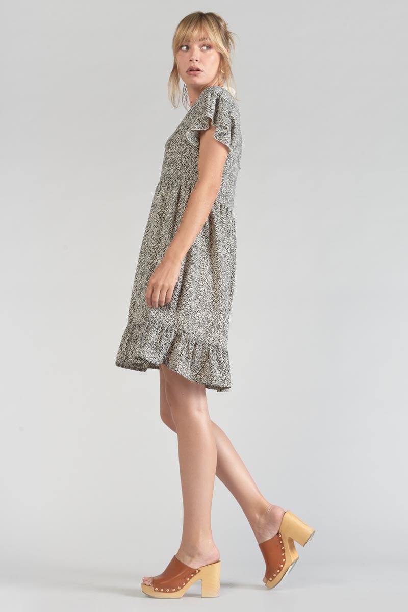 Robe Aliette à motif beige et noir