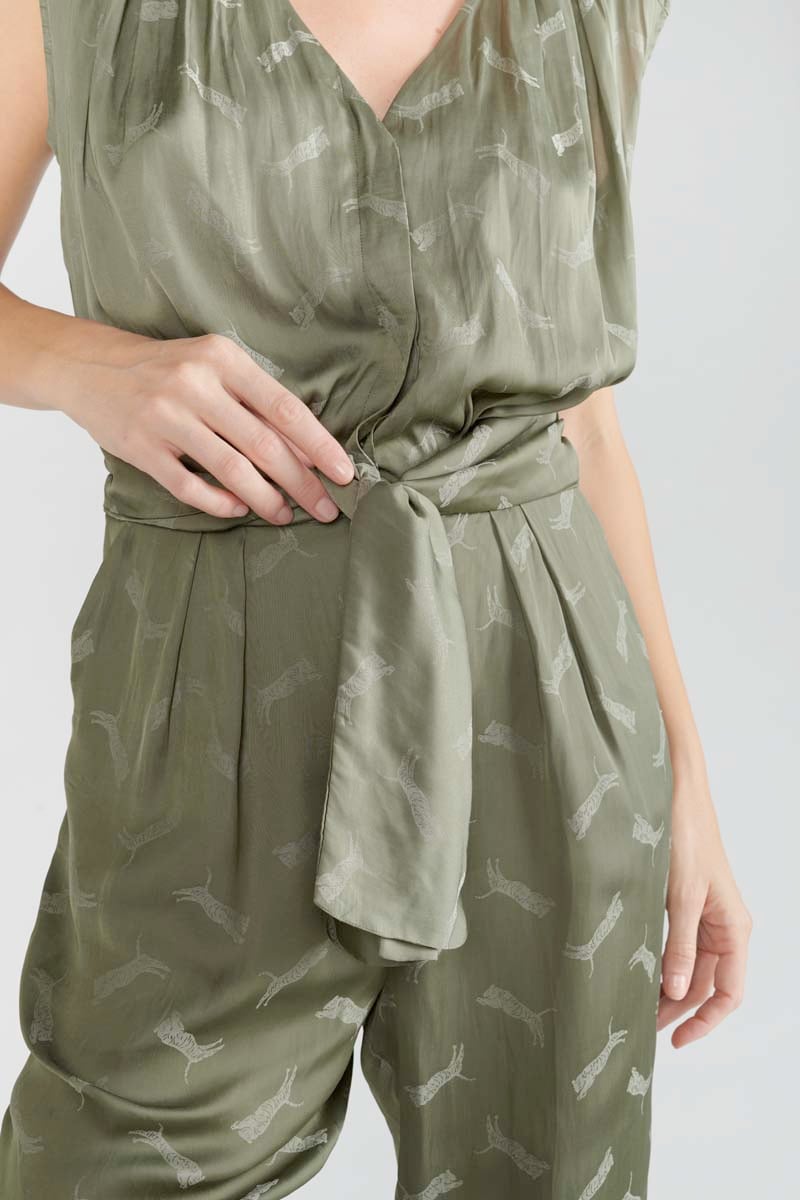 Combinaison pantalon Arte en jacquard kaki