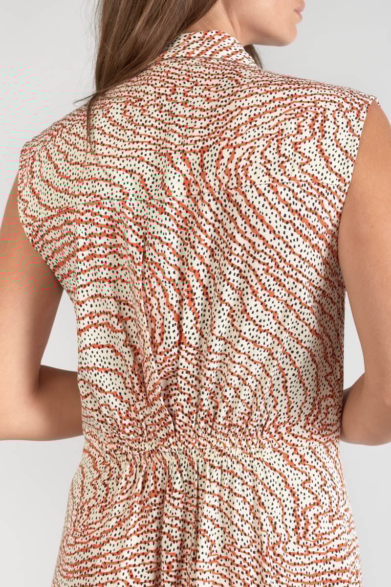 Robe longue Cuoco à motif orange et noir