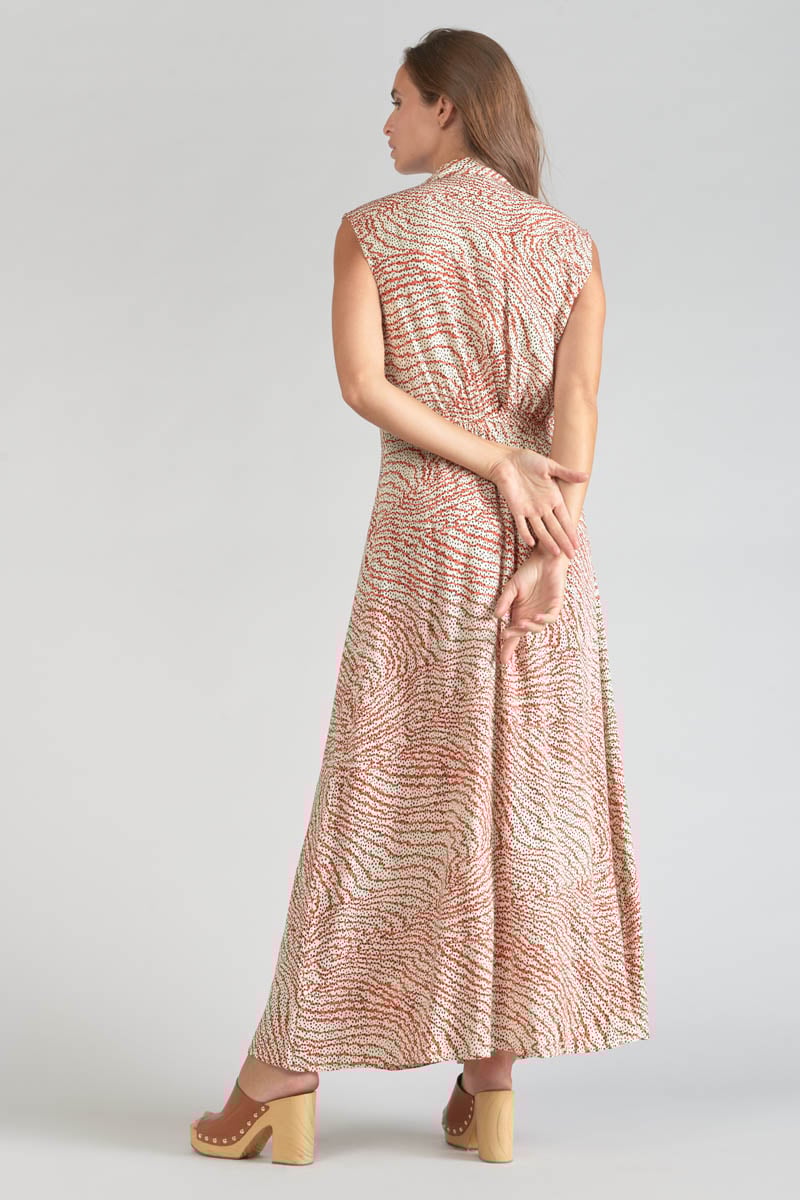 Robe longue Cuoco à motif orange et noir