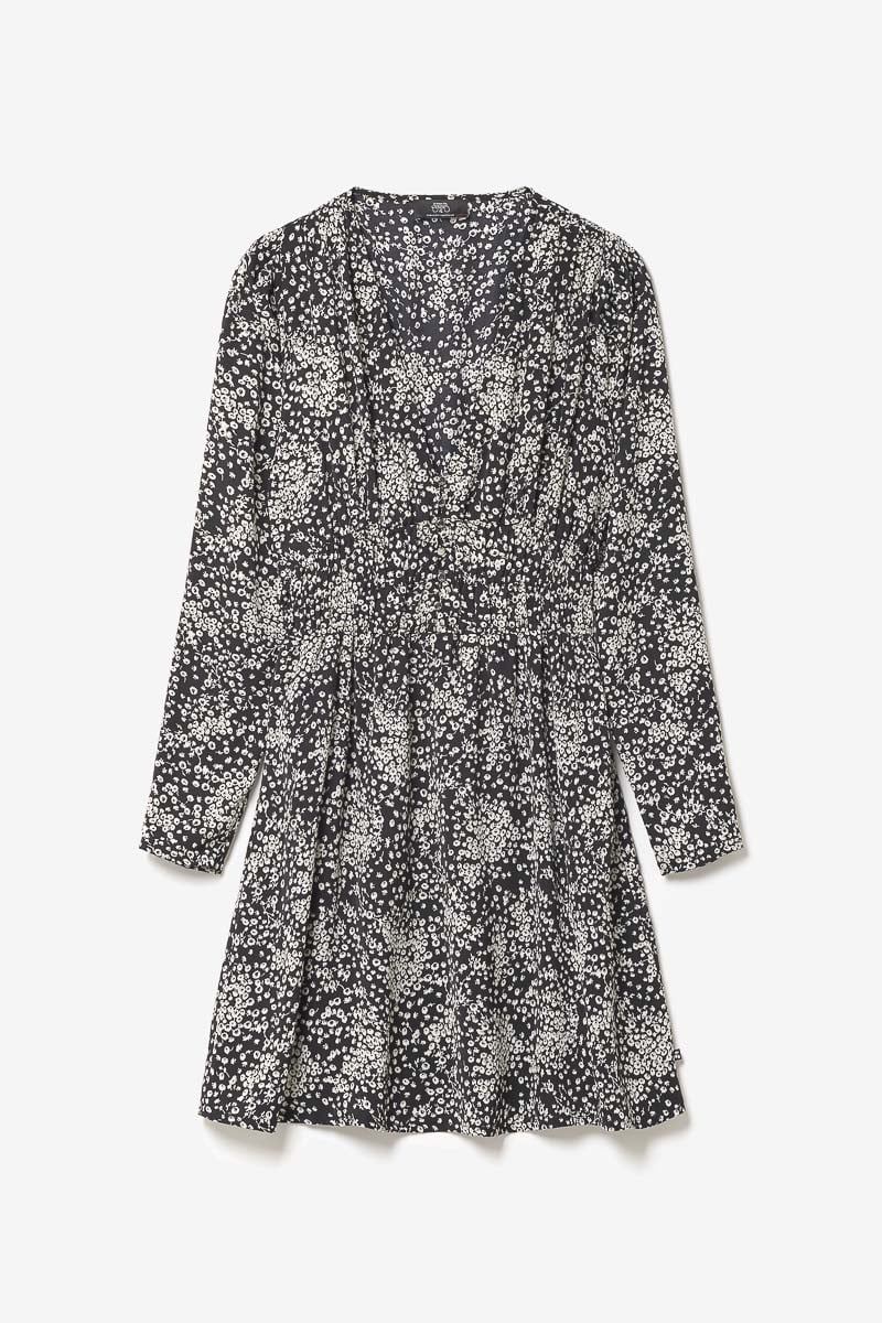 Robe Edwina à motif fleuri noir et blanc