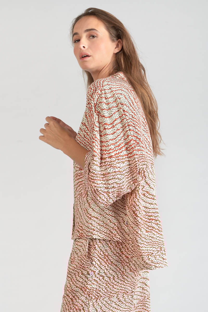 Blouse Freila à motif orange et noir