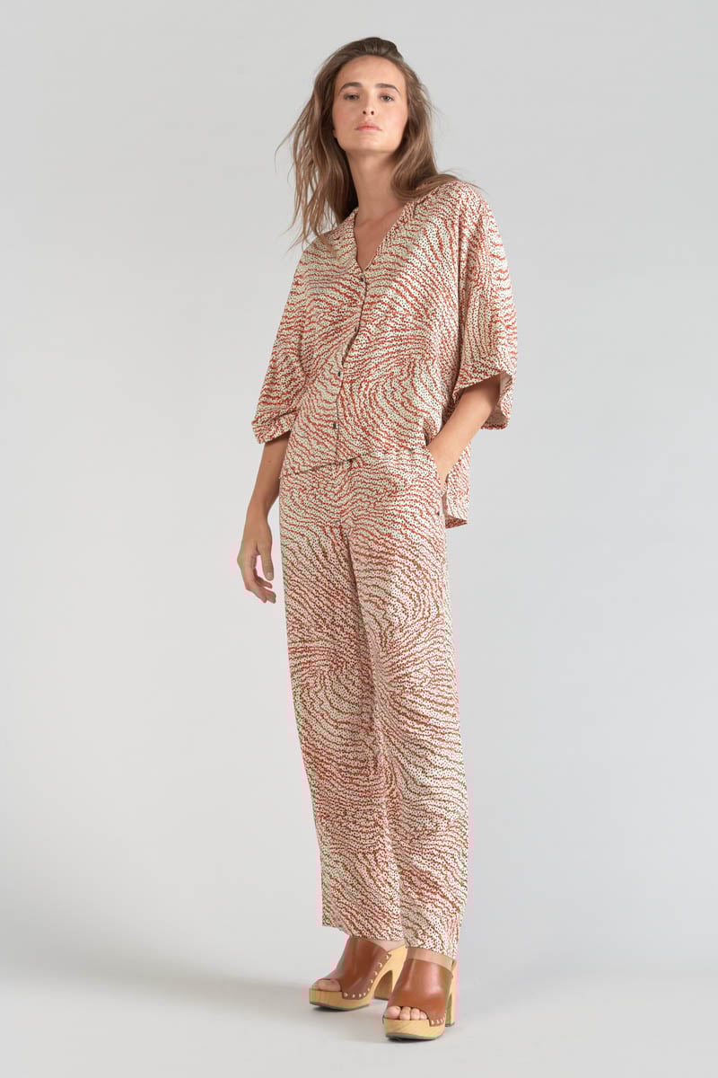 Blouse Freila à motif orange et noir