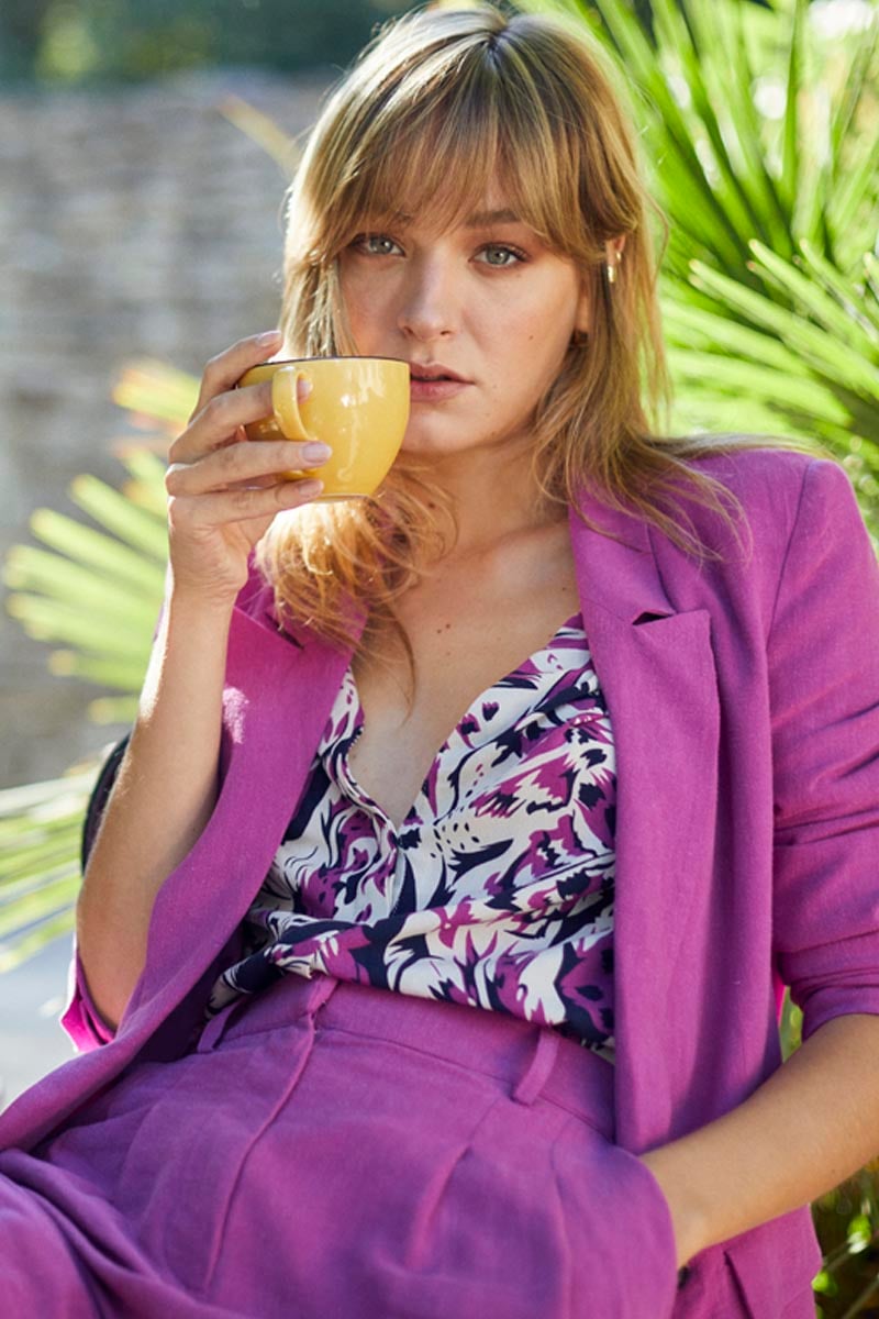 Chemise Gabryel à motif jungle violine