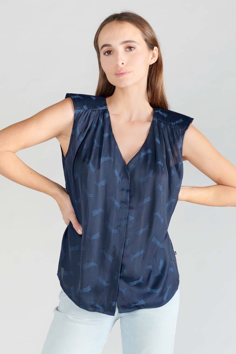 Top Missou en jacquard bleu marine