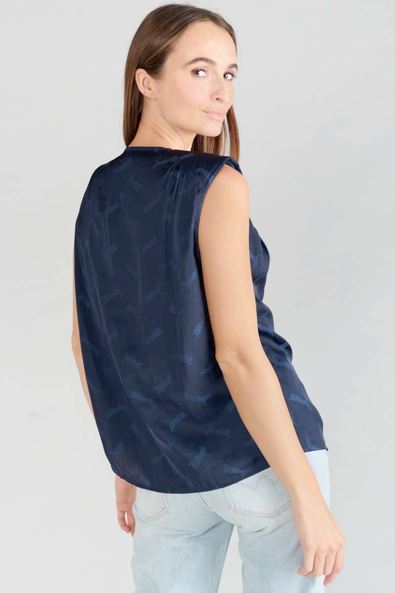 Top Missou en jacquard bleu marine