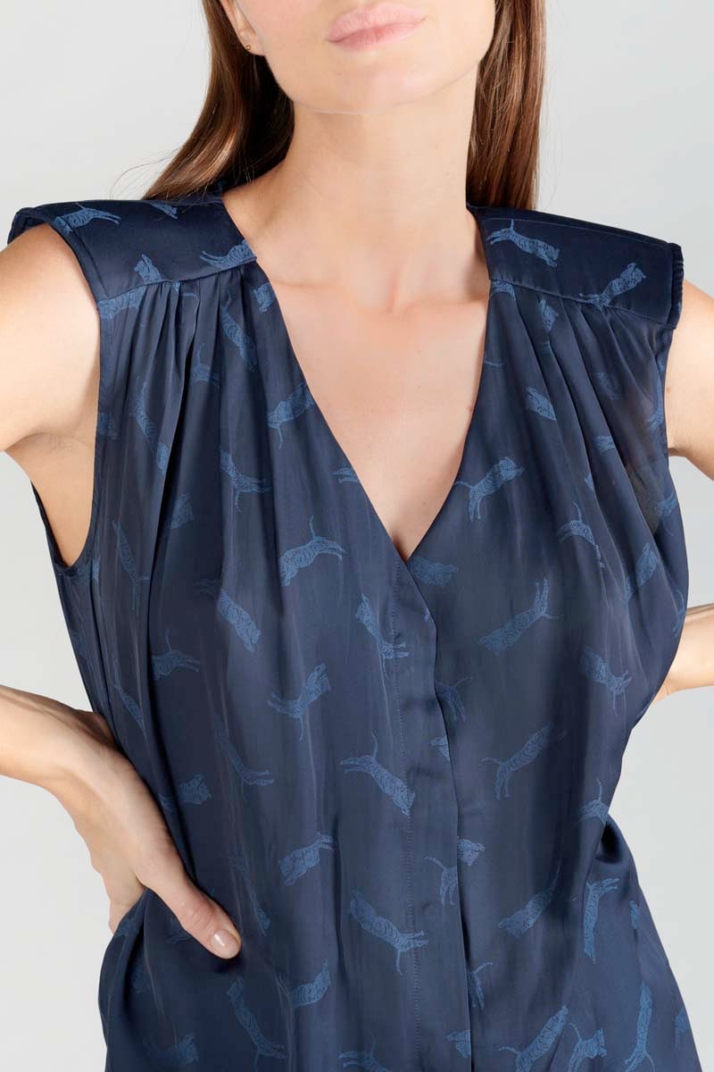 Top Missou en jacquard bleu marine