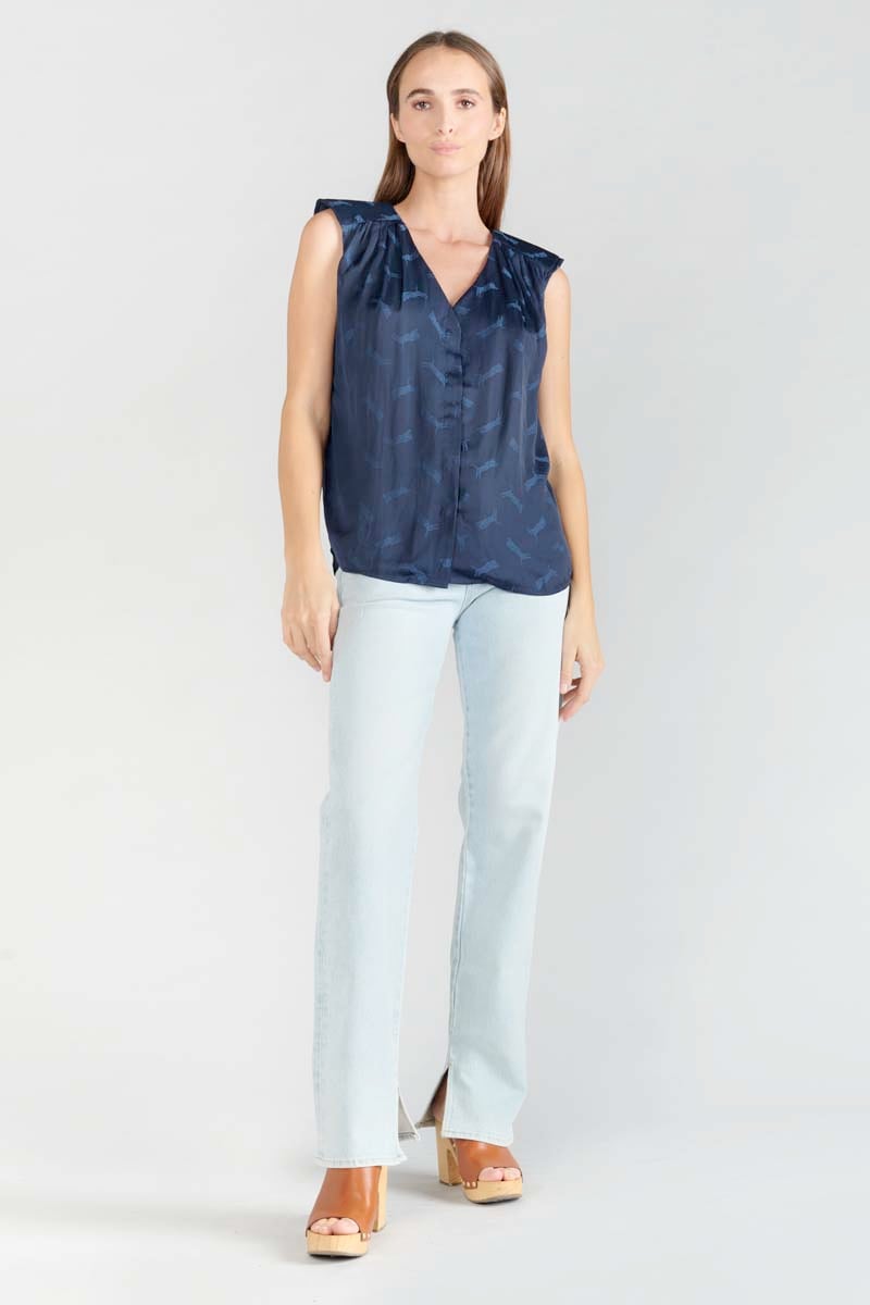 Top Missou en jacquard bleu marine