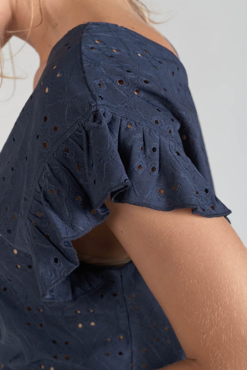 Top Pedrina ajouré bleu marine