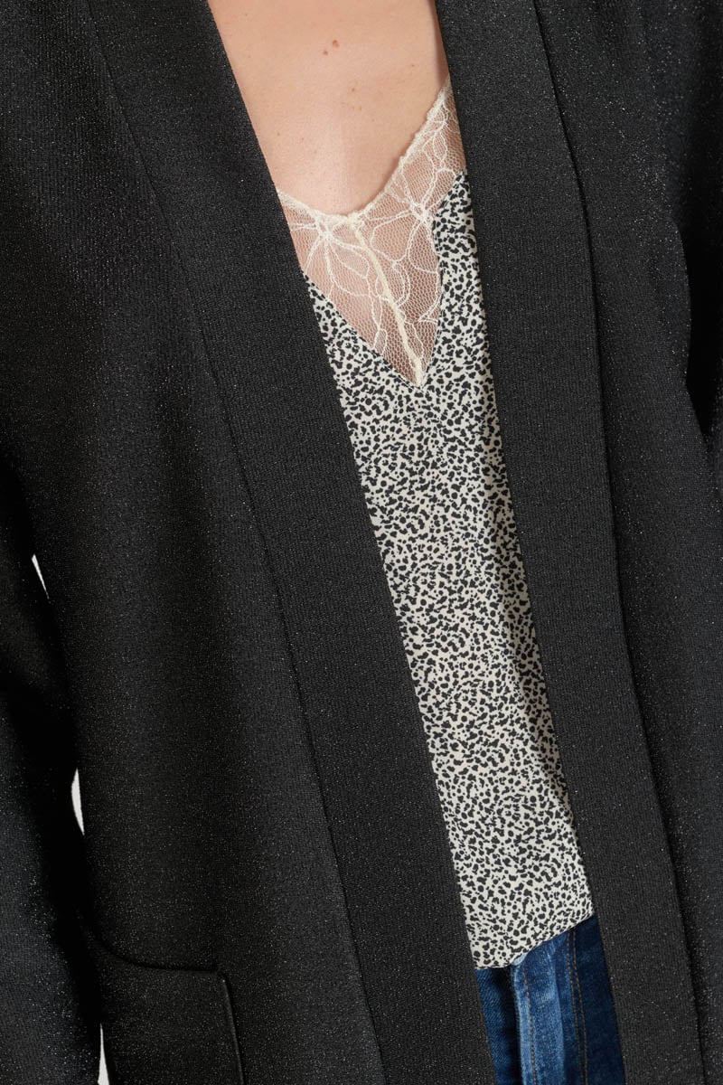 Veste kimono Sobrado noir brillant