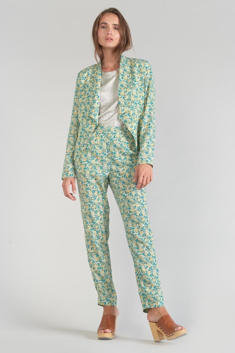 Veste Tasha à motif fleuri vert et bleu