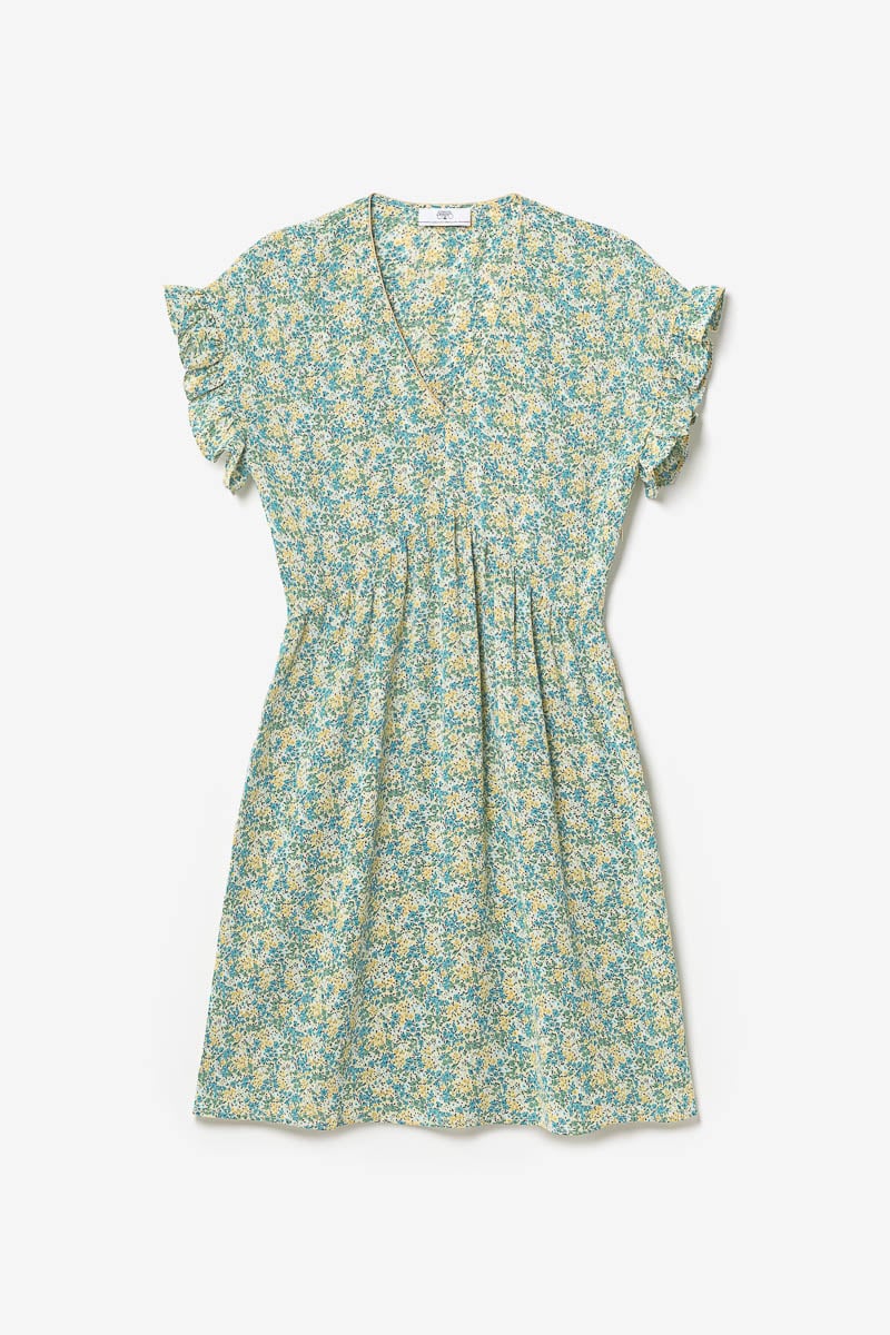 Robe Tate à motif fleuri vert et bleu