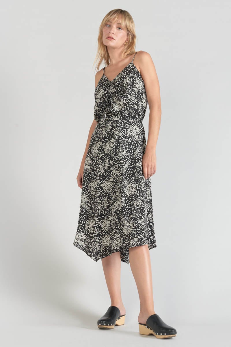 Caraco Veronic à motif fleuri noir et blanc