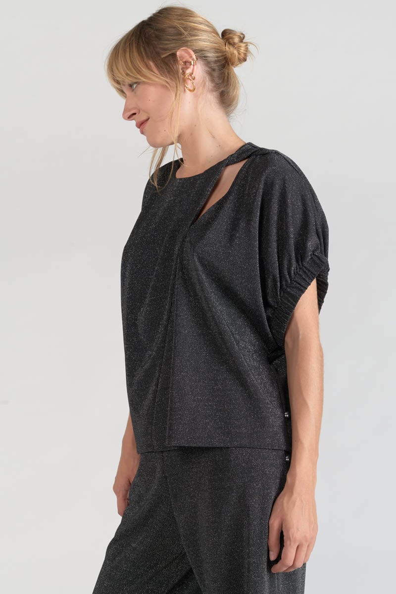Top Winslet noir irisé