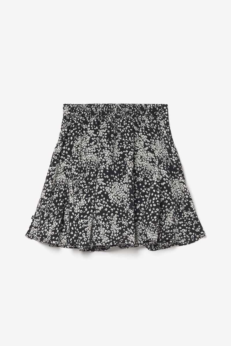 Jupe short Cassandgi à motif floral noir et blanc
