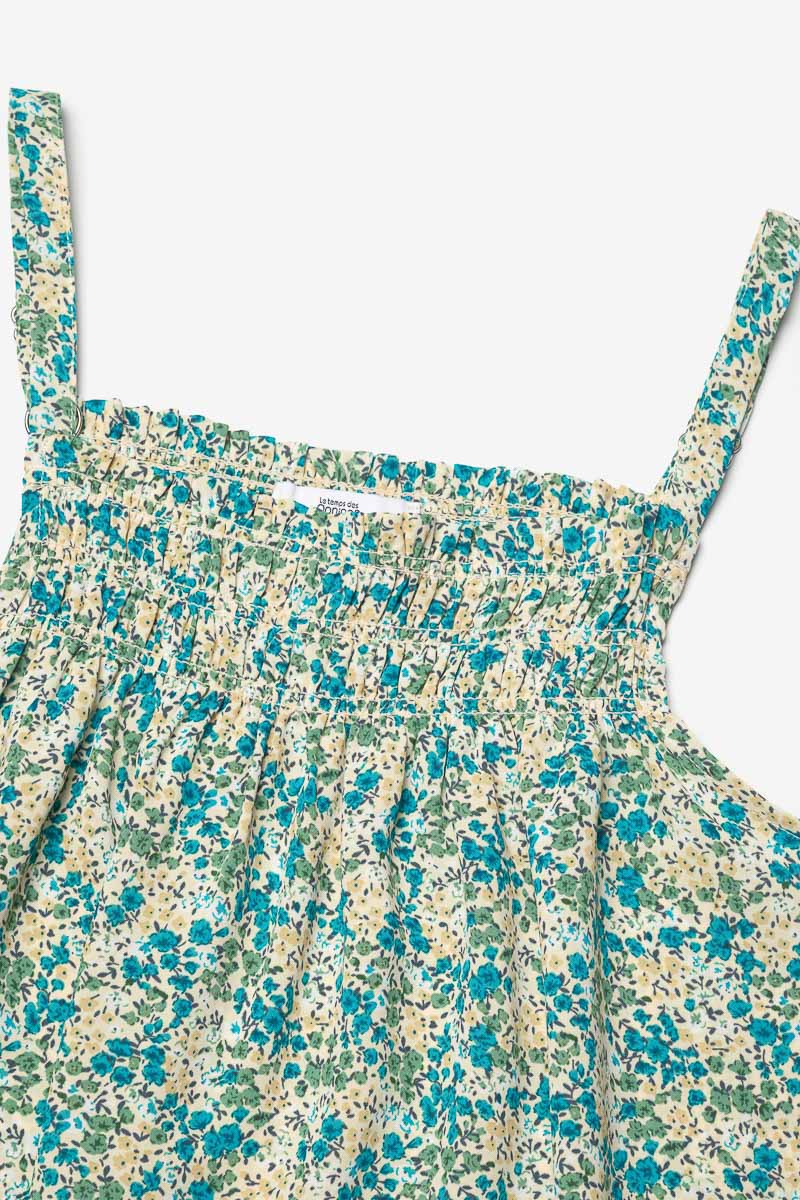Robe Tategi à motif floral vert