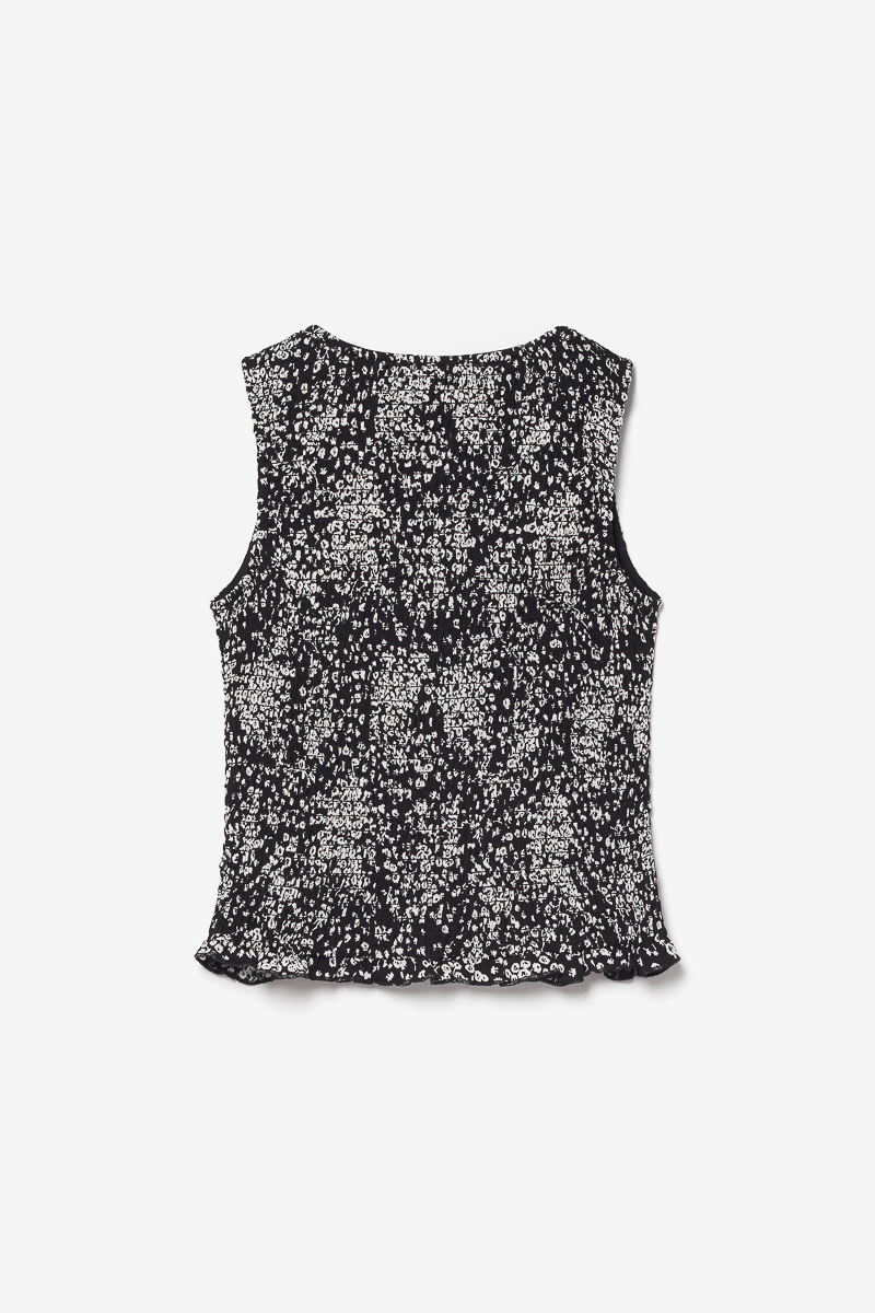 Top Veronicgi à motif floral noir et blanc