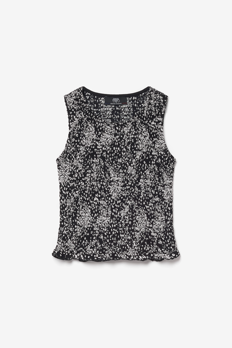 Top Veronicgi à motif floral noir et blanc