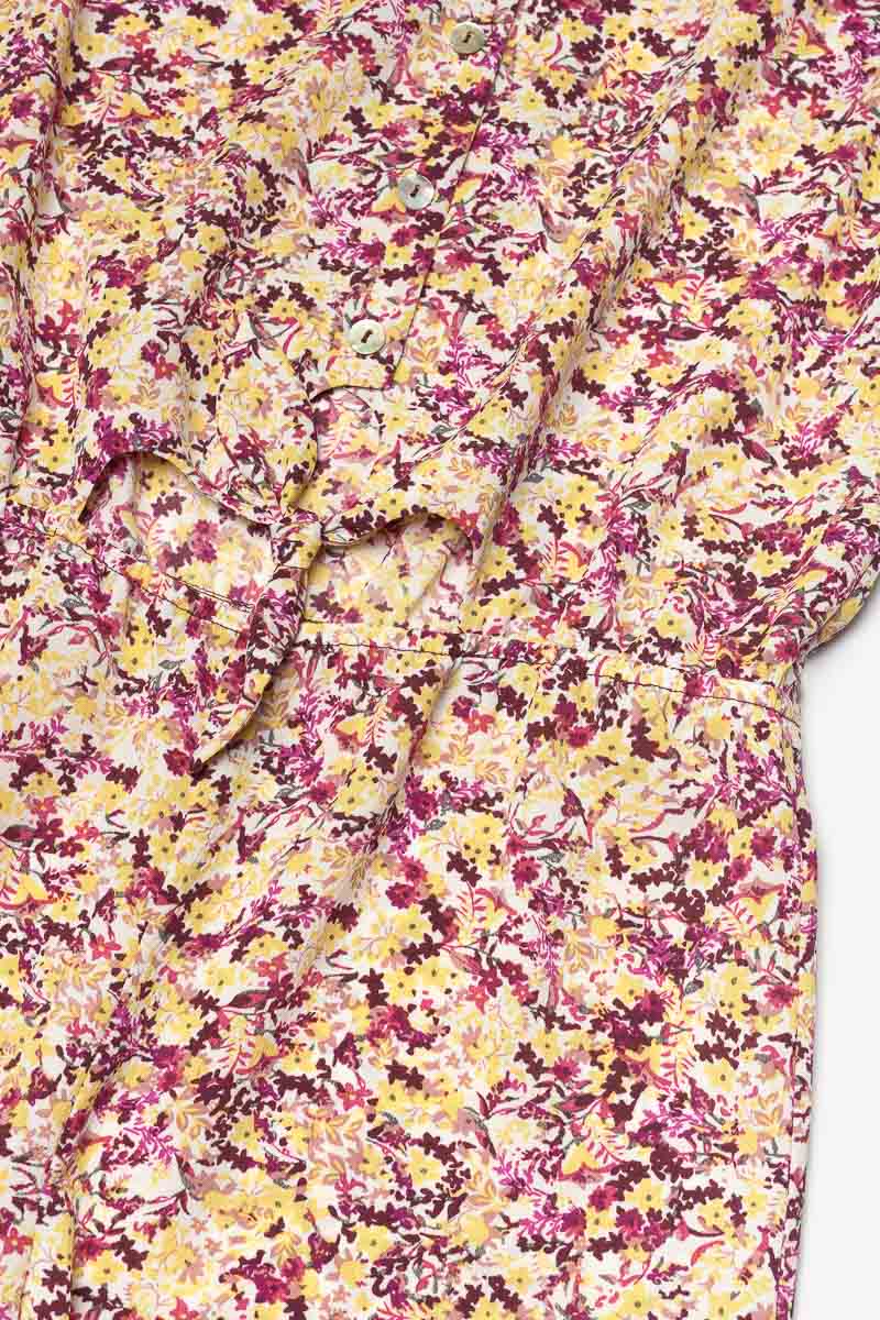 Combi-short Yogagi à motif floral rose et jaune