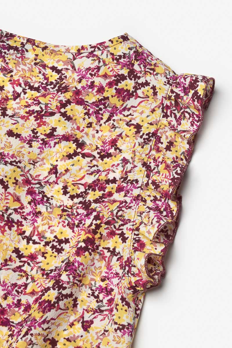 Combi-short Yogagi à motif floral rose et jaune