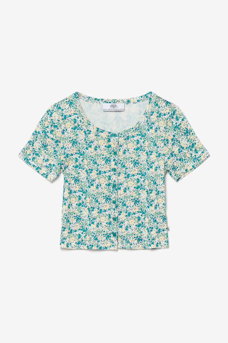 Top Yzygi à motif floral vert