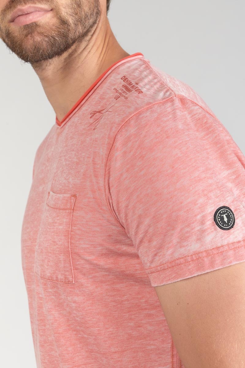 T-shirt Mavoc rouge chiné délavé
