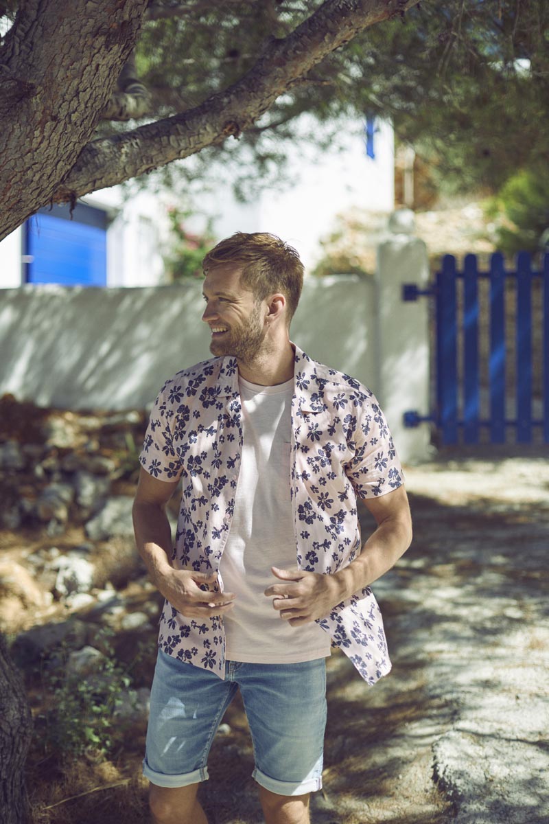 Chemise Postir rose à motif fleuri