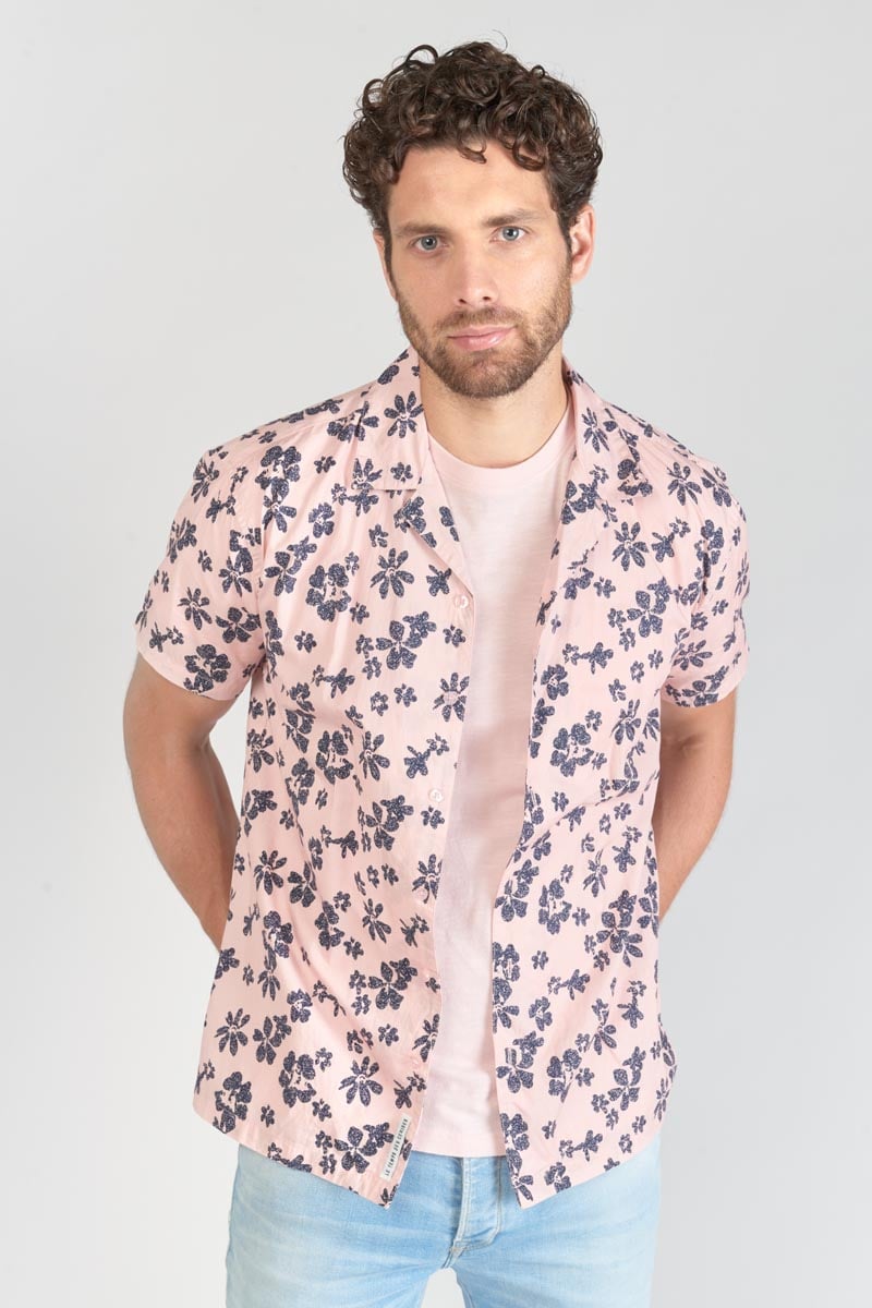Chemise Postir rose à motif fleuri