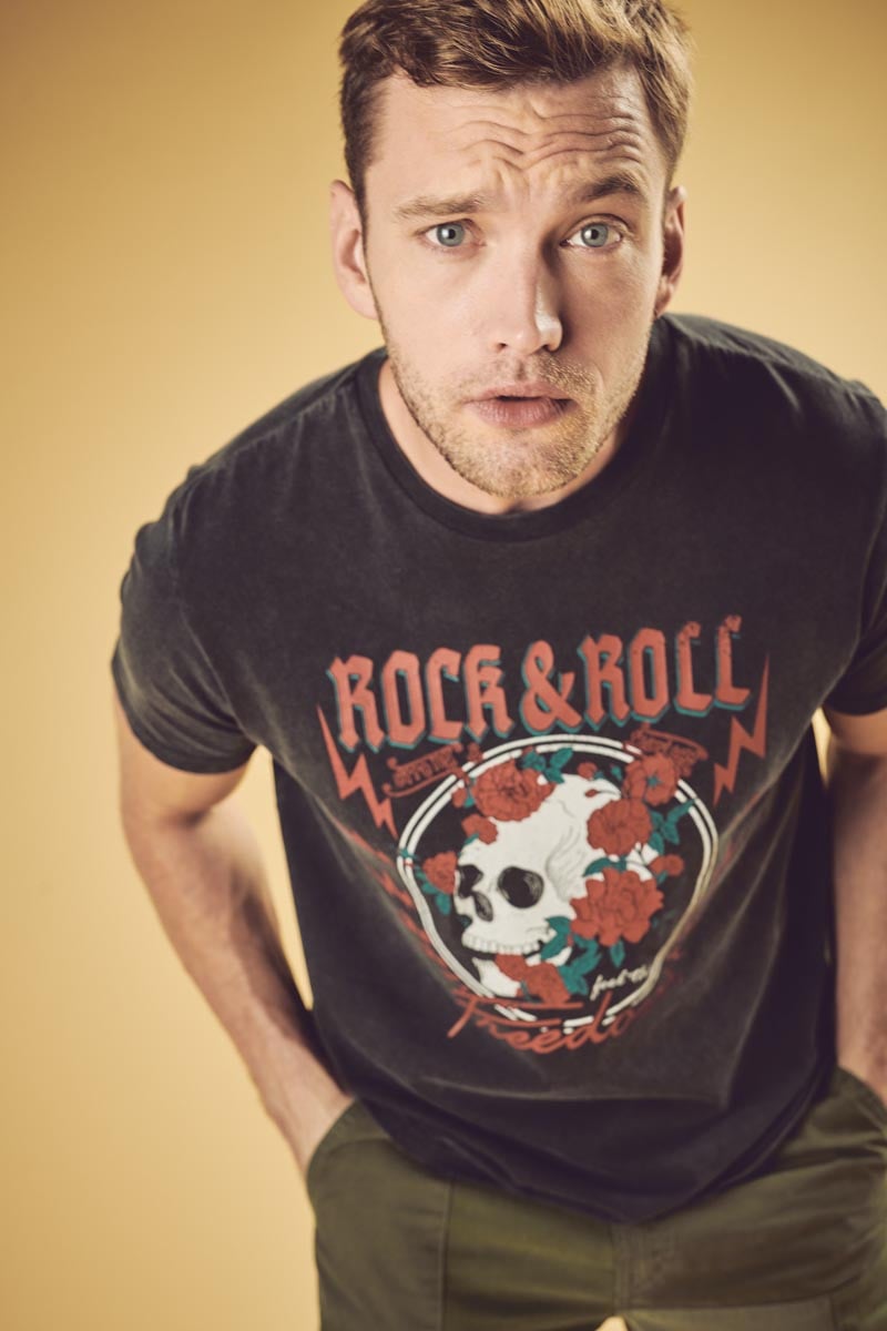 T-shirt Stipe gris délavé imprimé