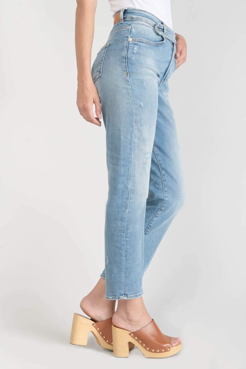 Jeans 400/17 mom Basic taille haute 7/8ème destroy bleu N°4