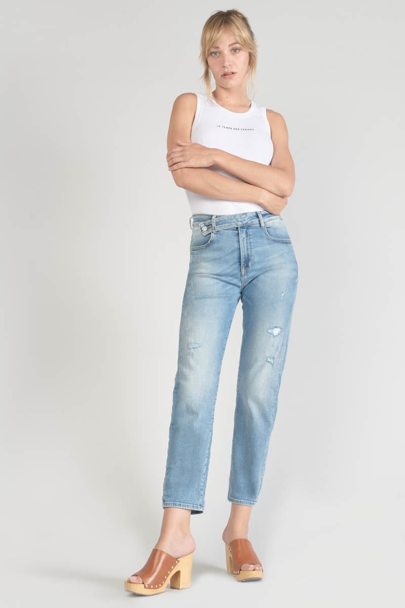 Jeans 400/17 mom Basic taille haute 7/8ème destroy bleu N°4