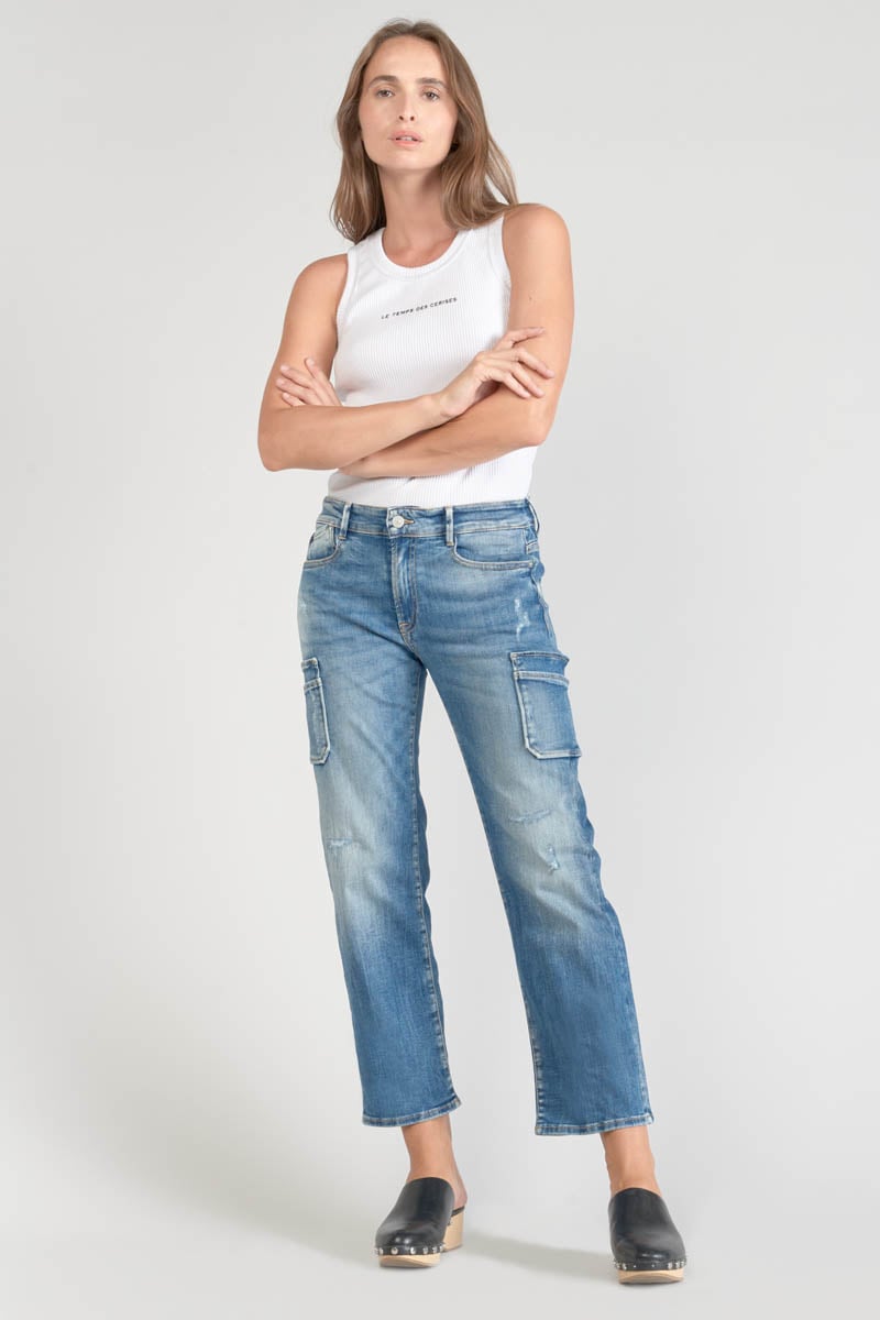 Jeans regular Precieux taille haute 7/8ème destroy bleu N°3