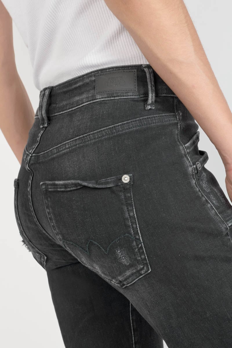 Jeans Pricilia taille haute 7/8ème destroy noir N°1