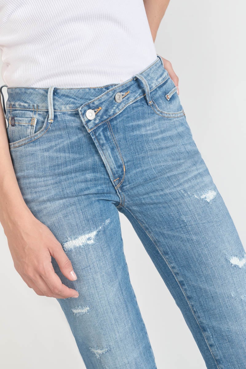 Jeans pulp regular Zep taille haute 7/8ème destroy bleu N°4