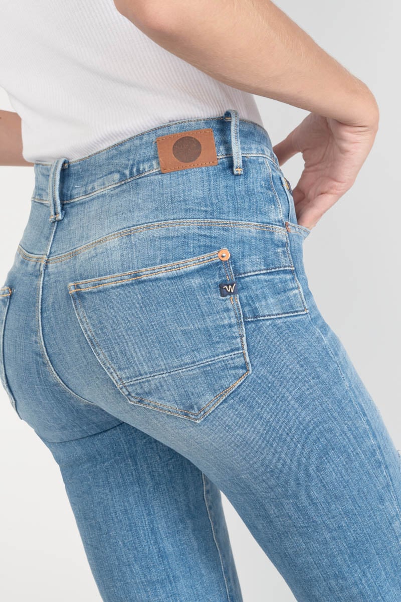 Jeans pulp regular Zep taille haute 7/8ème destroy bleu N°4