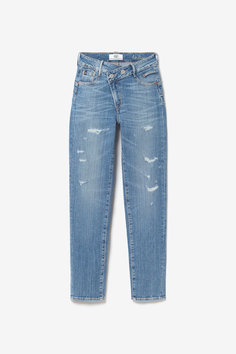 Jeans pulp regular Zep taille haute 7/8ème destroy bleu N°4