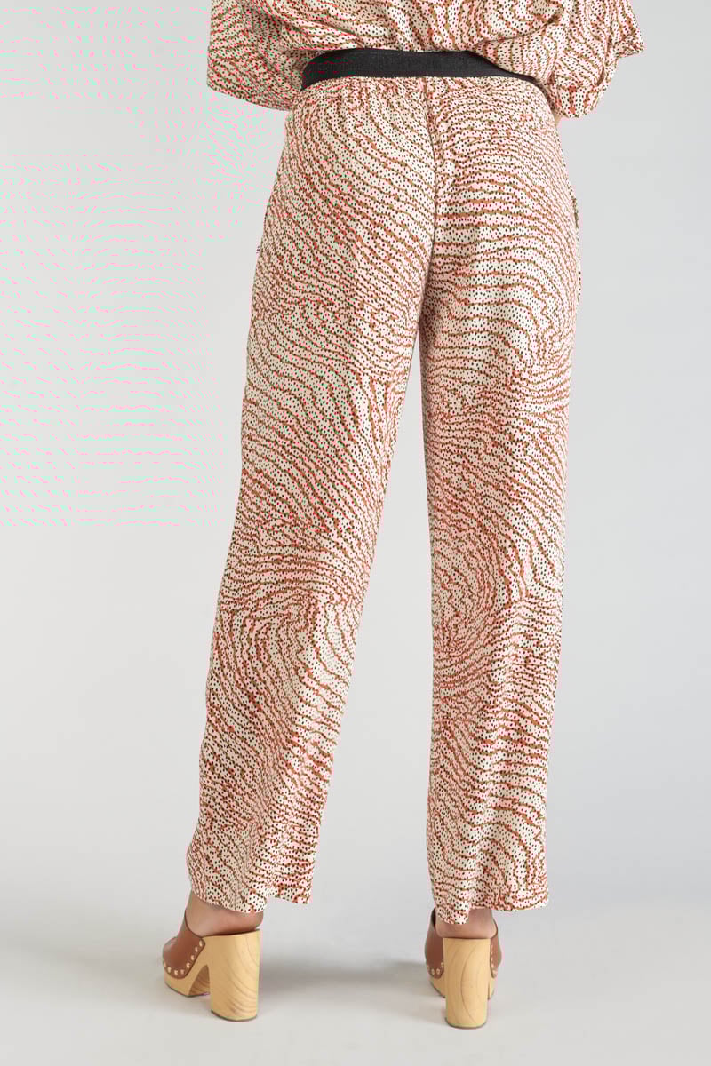 Pantalon fluide Yesa à motif orange et noir