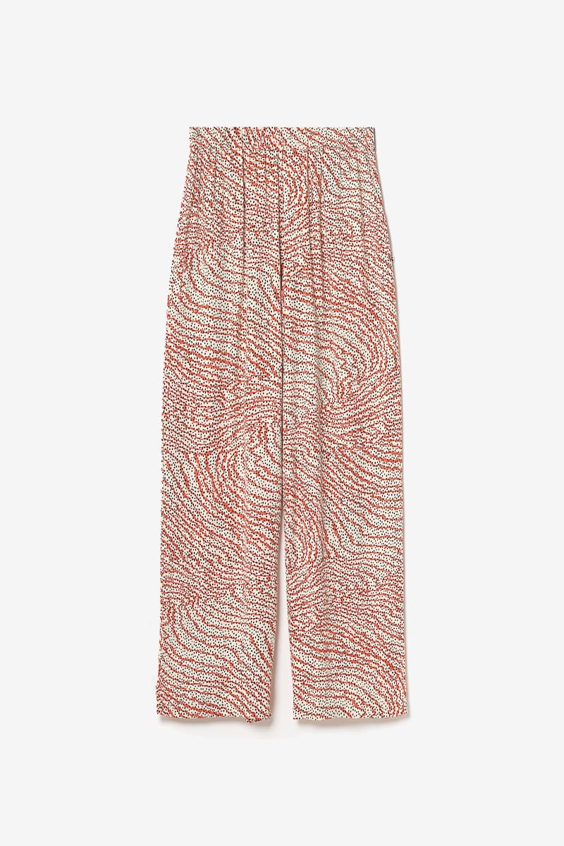 Pantalon fluide Yesa à motif orange et noir