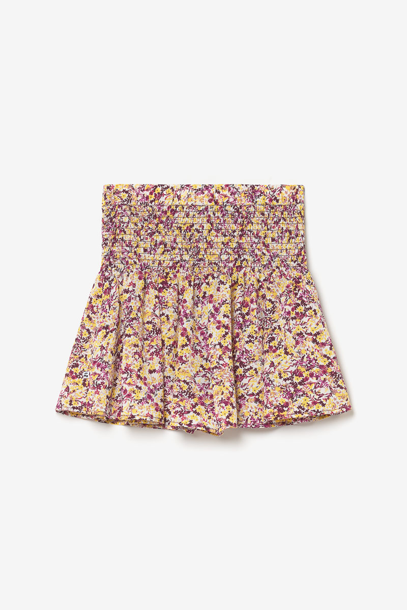 Short Xangi à motif floral rose et jaune