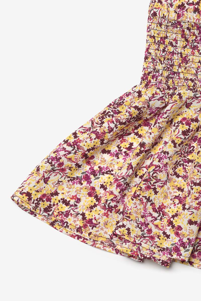 Short Xangi à motif floral rose et jaune