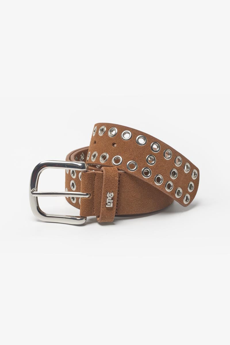 Ceinture Lucia en cuir velours cognac