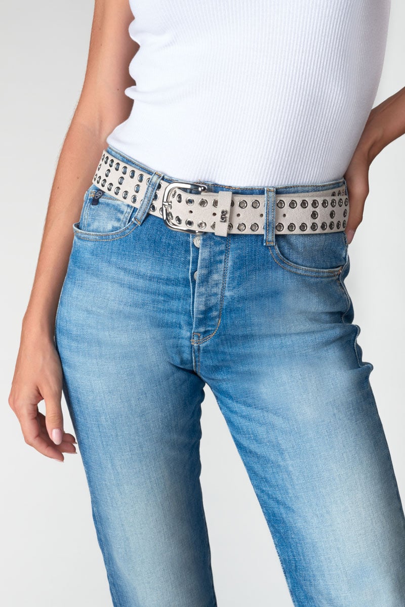 Ceinture Lucia en cuir velours crème